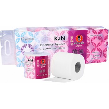 Бумага туалетная MANEKI Kabi белая 3 слоя с ароматом ириса 10 рулонов в упаковке 39.2 м