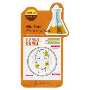 Маска для лица тканевая витаминная Uniquleen Vita Real Whitening Mask
